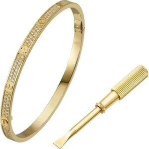 18K Gold Plated Screw Bangle Bracelet – Luxury Stainless Steel, Tarnish Free